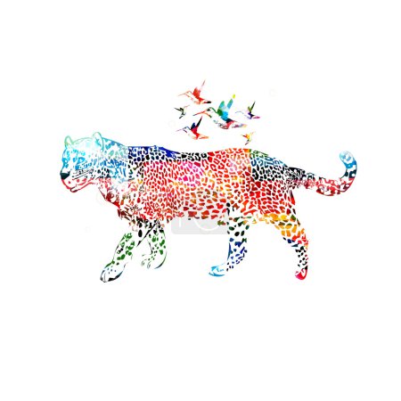 Ilustración de Colorido vector de fondo de leopardo con colibríes
. - Imagen libre de derechos