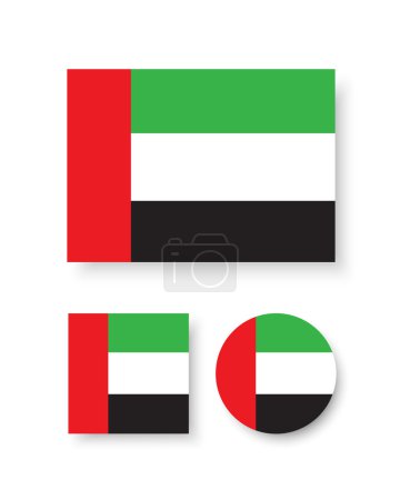 Illustration for Set of vector icons with flag of the United Arab Emirates - Royalty Free Image