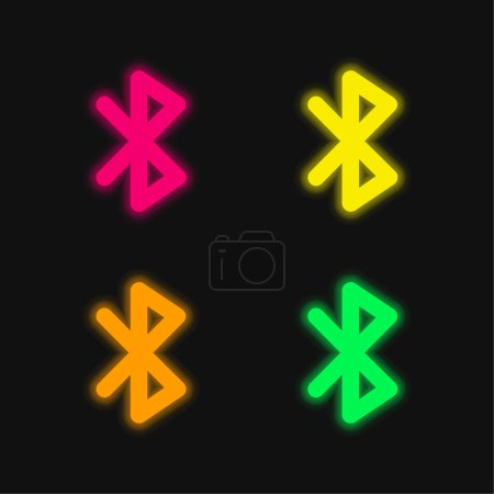 Illustration for Bluetooth Signal four color glowing neon vector icon - Royalty Free Image