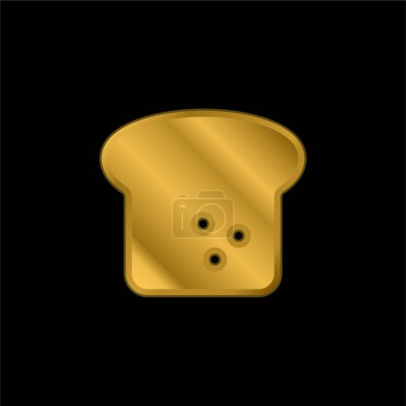 Pan chapado en oro icono metálico o logo vector