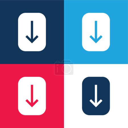 Ilustración de Flecha azul y rojo conjunto de iconos mínimo de cuatro colores - Imagen libre de derechos