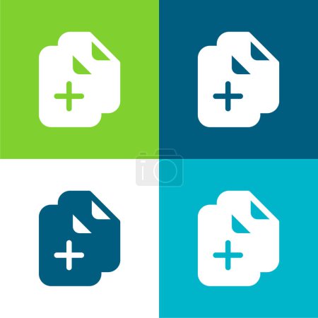 Añadir documentos Plano cuatro color mínimo icono conjunto