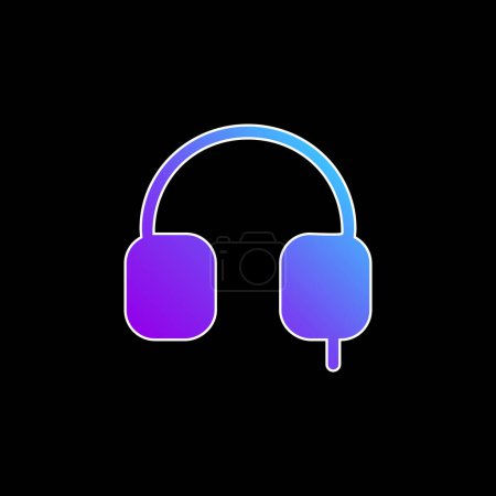 Auriculares herramienta sólida símbolo azul gradiente vector icono