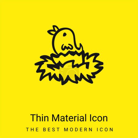 Pájaro en el nido dibujado a mano delineado animal mínimo icono de material amarillo brillante