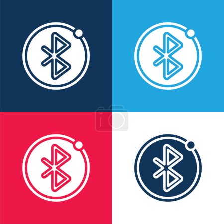 Ilustración de Bluetooth azul y rojo conjunto de iconos mínimo de cuatro colores - Imagen libre de derechos