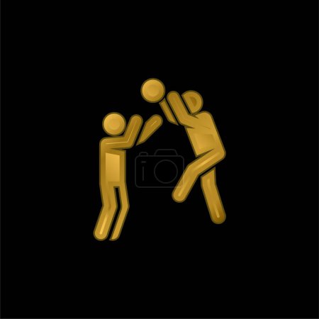 Basketball Player gold plated metalic icon or logo vector