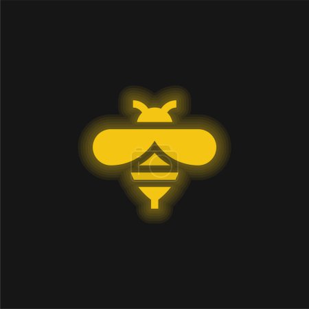 Abeja amarillo brillante icono de neón