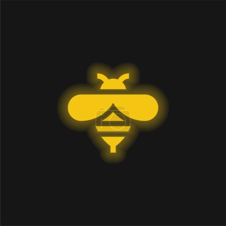 Bee yellow glowing neon icon