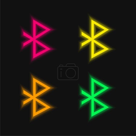 Ilustración de Bluetooth de cuatro colores brillante icono del vector de neón - Imagen libre de derechos