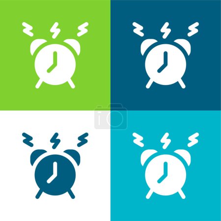 Ilustración de Alarma plana de cuatro colores mínimo icono conjunto - Imagen libre de derechos
