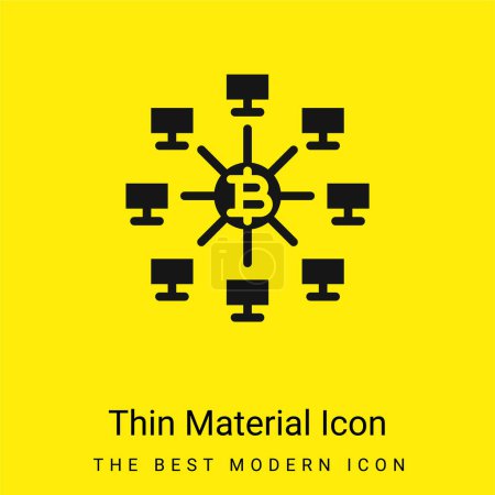 Ilustración de Bitcoins mínimo icono de material amarillo brillante - Imagen libre de derechos