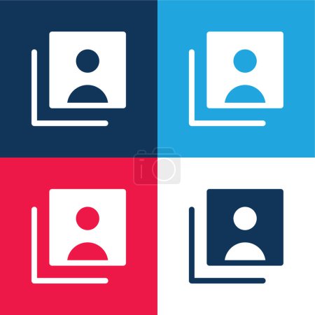 Ilustración de Cuentas azul y rojo conjunto de iconos mínimo de cuatro colores - Imagen libre de derechos