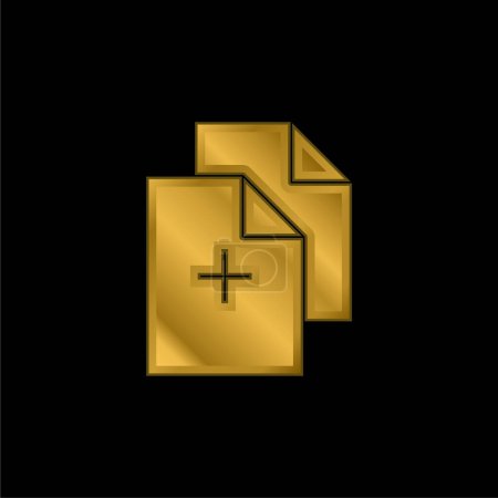 Añadir Documentos chapado en oro icono metálico o logo vector