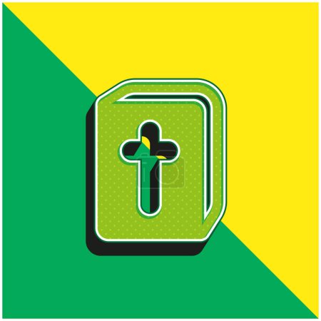 Libro de la Biblia verde y amarillo moderno 3d vector icono logo