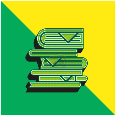 Book Pile Green and yellow modern 3d vector icon logo