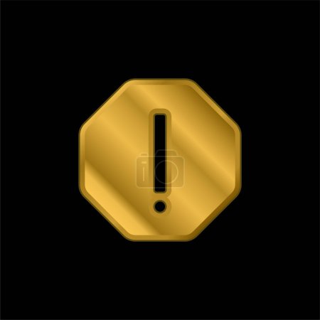 Atención chapado en oro icono metálico o logo vector