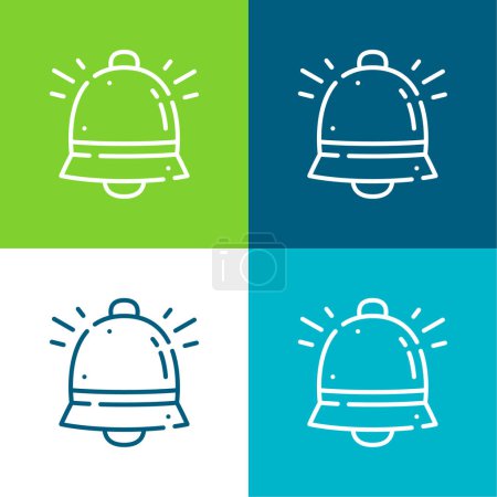 Ilustración de Bell Flat conjunto de iconos mínimo de cuatro colores - Imagen libre de derechos