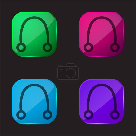 Auricular four color glass button icon