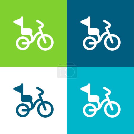 Bicycle Flat four color minimal icon set