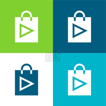 Ilustración de App Store Conjunto de iconos de cuatro colores mínimo plano - Imagen libre de derechos