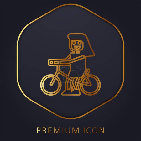 Illustration for Bicycle golden line premium logo or icon - Royalty Free Image