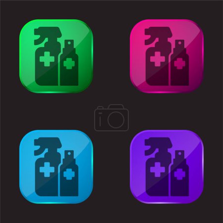 Alcohol four color glass button icon