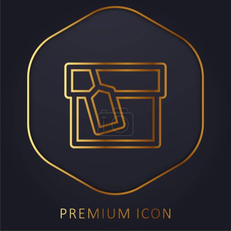 Boîte avec étiquette ligne d'or logo premium ou icône