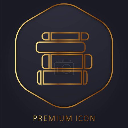 Illustration for Book Pile golden line premium logo or icon - Royalty Free Image