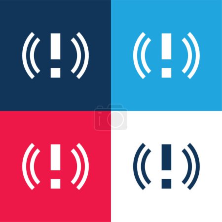 Ilustración de Alerta azul y rojo conjunto de iconos mínimo de cuatro colores - Imagen libre de derechos