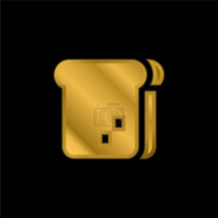 Pan chapado en oro icono metálico o logo vector