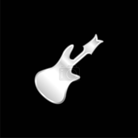 Silueta de guitarra baja plateado icono metálico