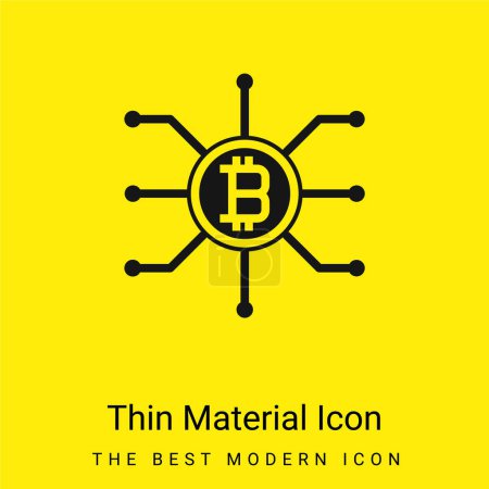 Ilustración de Bitcoin mínimo icono de material amarillo brillante - Imagen libre de derechos
