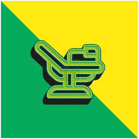 Cama de nacimiento verde y amarillo moderno vector 3d icono logotipo