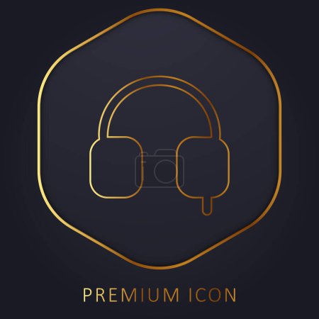 Auriculares Símbolo de herramienta sólida línea de oro logotipo premium o icono