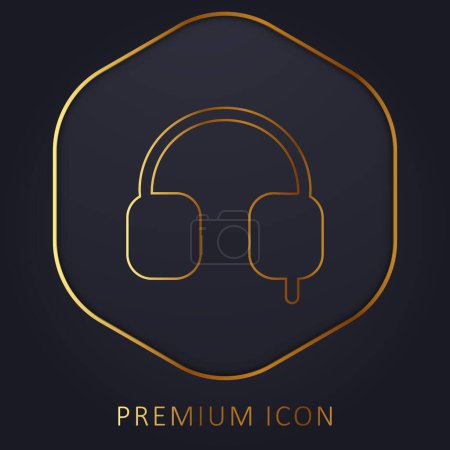 Téléchargez les illustrations : Auriculaires Symbole d'outil solide ligne d'or logo premium ou icône - en licence libre de droit