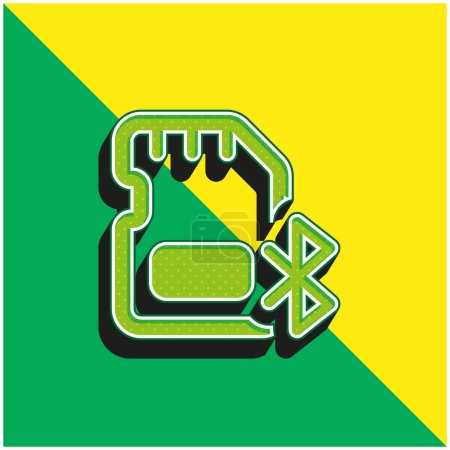 Ilustración de Bluetooth verde y amarillo moderno vector 3d icono del logotipo - Imagen libre de derechos