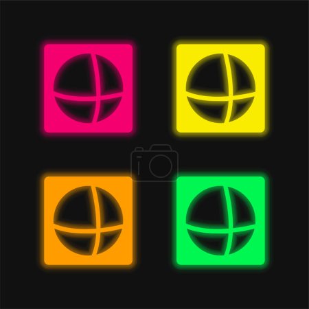 Anuncios del logotipo del mundo de cuatro colores brillante icono de vectores de neón