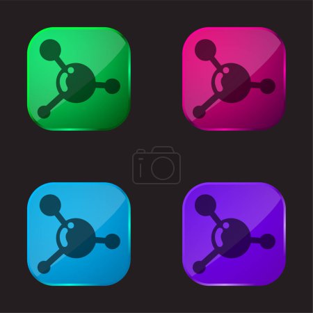 Blood Cell four color glass button icon