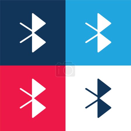Ilustración de Bluetooth azul y rojo conjunto de iconos mínimo de cuatro colores - Imagen libre de derechos