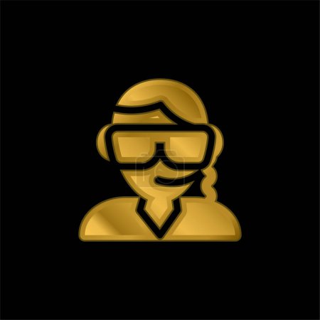 Guardaespaldas chapado en oro icono metálico o logo vector