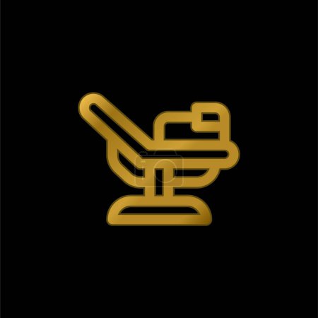 Cama de nacimiento chapado en oro icono metálico o logo vector