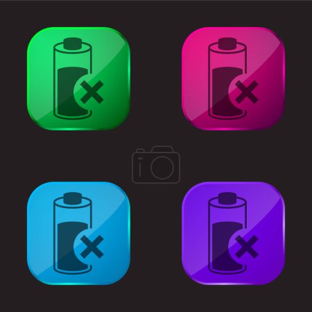 Batería icono de botón de cristal de cuatro colores