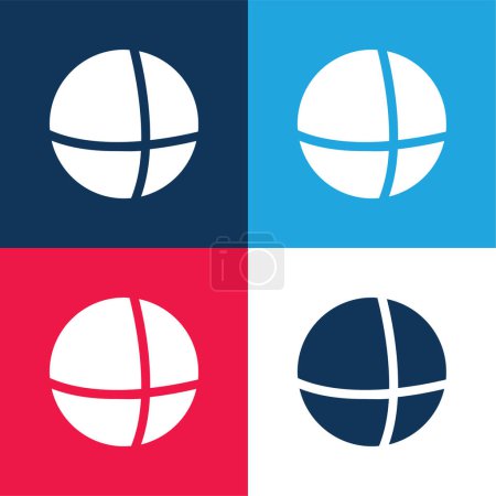 Anuncios del mundo Logo azul y rojo conjunto de iconos mínimo de cuatro colores