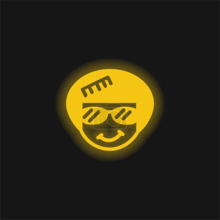 Icono de neón brillante amarillo afro
