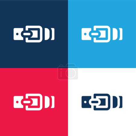 Belt blue and red four color minimal icon set