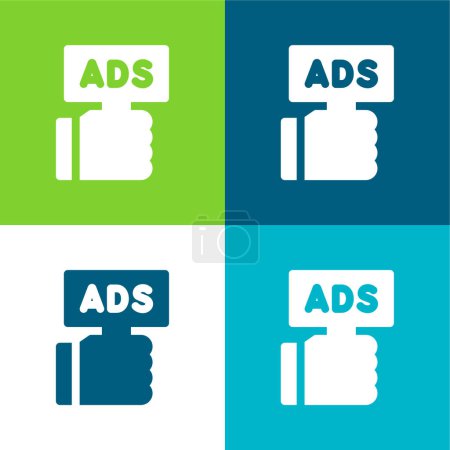 Illustration for Advertising Flat four color minimal icon set - Royalty Free Image