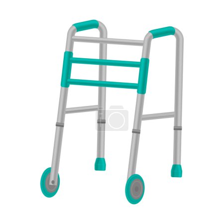 Metal walkers with wheels, for the elderly. Orthopedic walkers for the elderly and people with sick legs and spine. Vector illustration isolated on a white background