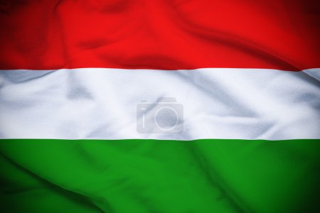 Photo for Wavy and rippled national flag of Hungary background. - Royalty Free Image