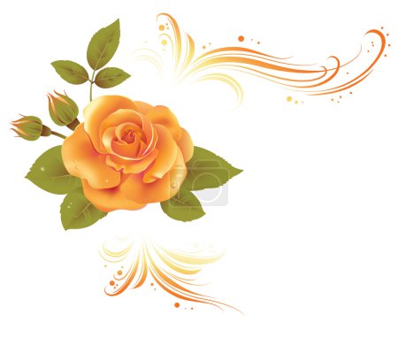 Illustration for Photo realistic floral corner composition with roses and blank space for text . - Royalty Free Image