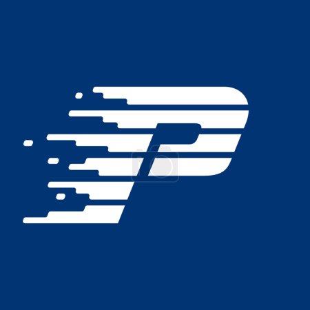 Letra P logo con líneas de velocidad rápida
. 